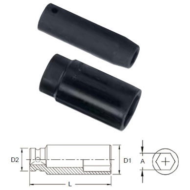 Genius Tools 417827 1/2"-os 6 lapú gépi dugókulcs fej, hosszított kivitel, 27 mm termék fő termékképe