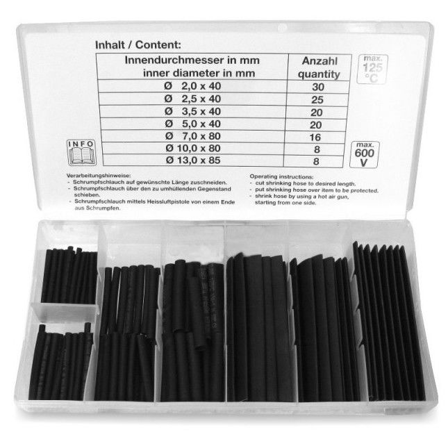 BGS Technic 9-8042 fekete zsugorcső készlet, 2-13 mm, 127 darabos termék fő termékképe