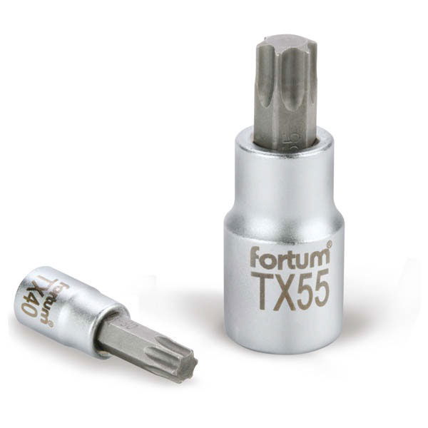 Fortum bitdugófej, torx, 1/2", 61CrV5/S2, mattkróm; TX55, 55mm FORTUM termék fő termékképe