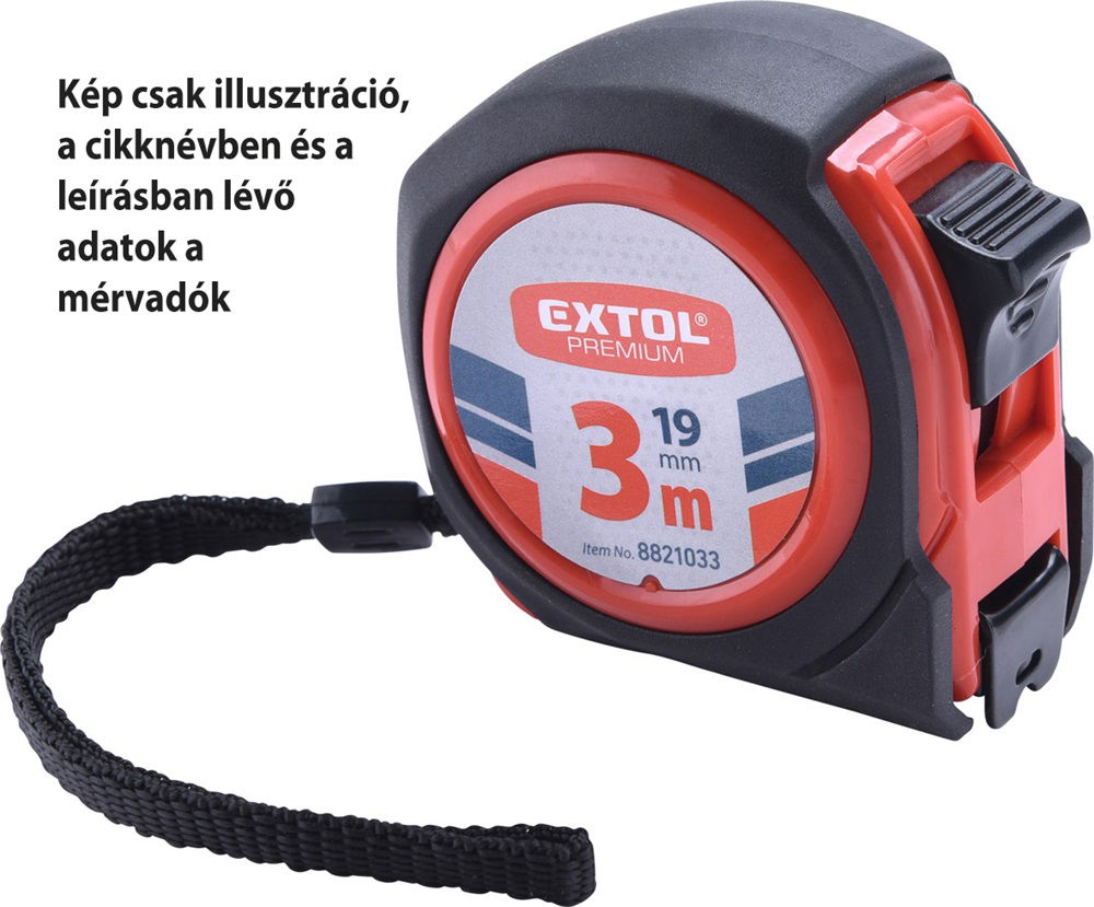 EXTOL Mérőszalag, gumírozott, 1 stoppos, 5m×25mm termék fő termékképe