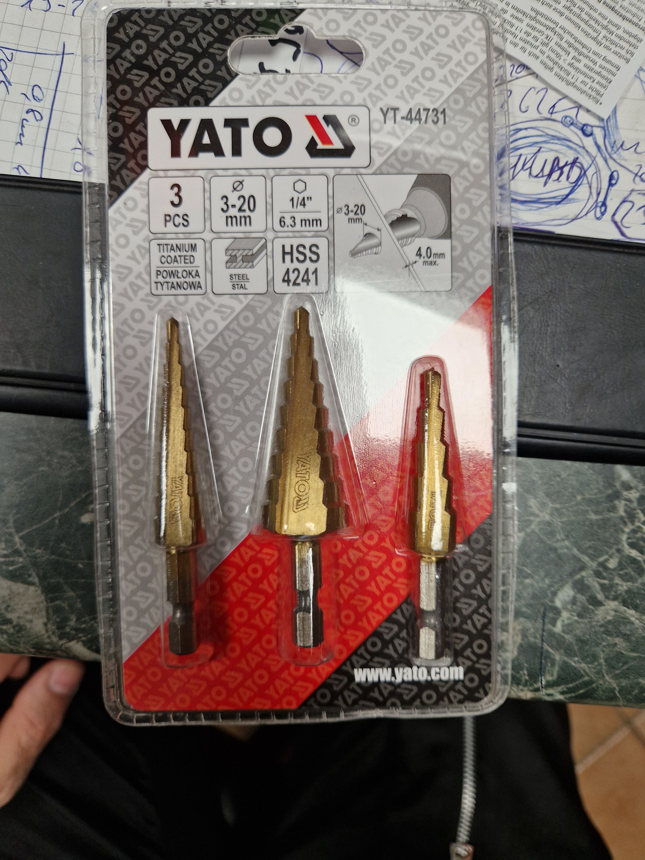 YATO Lépcsős fúrókészlet 3 részes termék fő termékképe