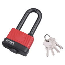 EXTOL Lakat, laminált, vízálló, hosszított kengyel, 4db kulcs; 65mm, kengyelszárátmérő:13/18mm termék fő termékképe