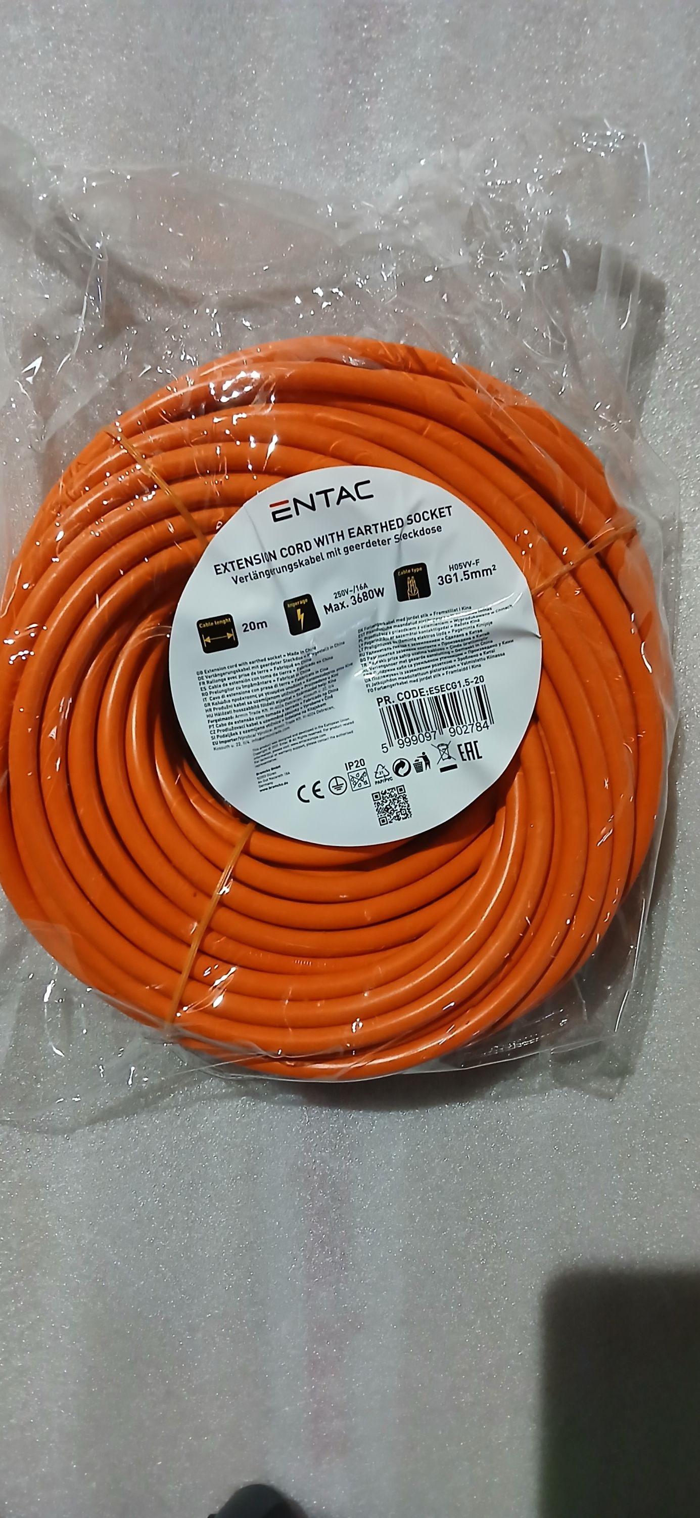 ENTAC Lengő hosszabító IP20 10 méter 3x1,5 narancssárga termék fő termékképe