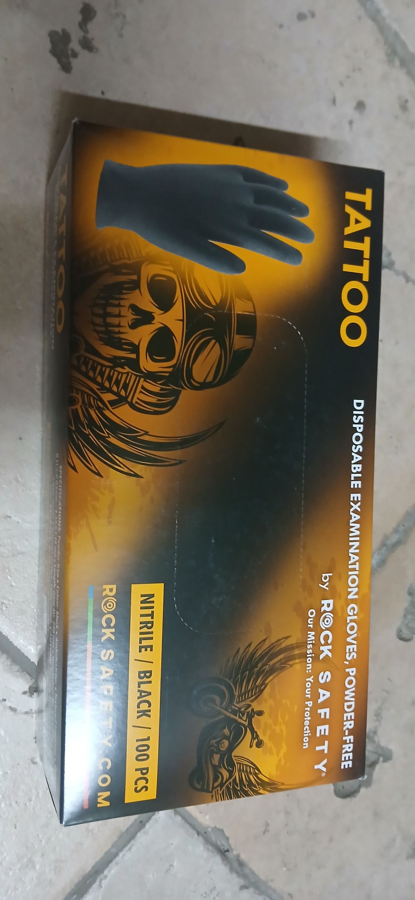 ROCK SAFETY Tatto Nitril kesztyű fekete 100db/doboz XL-es termék fő termékképe