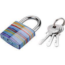 EXTOL Lakat, színesen festett vas, 3 kulccsal, bliszteren; 38mm termék fő termékképe