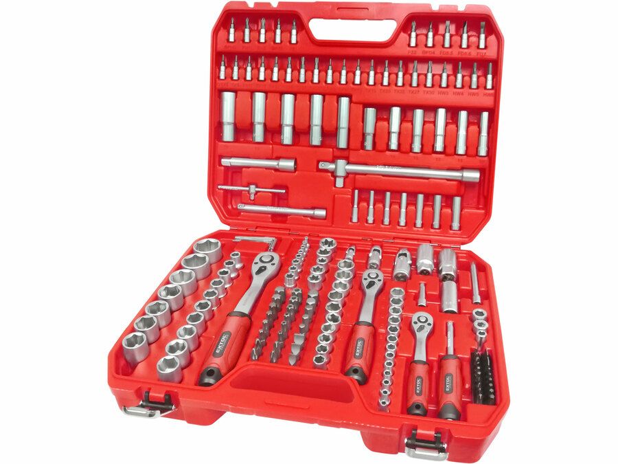 Extol dugókulcs  készlet CV., racsnis 45fog ; 1/4", 3/8" és 1/2", 172db, műanyag koffer termék fő termékképe