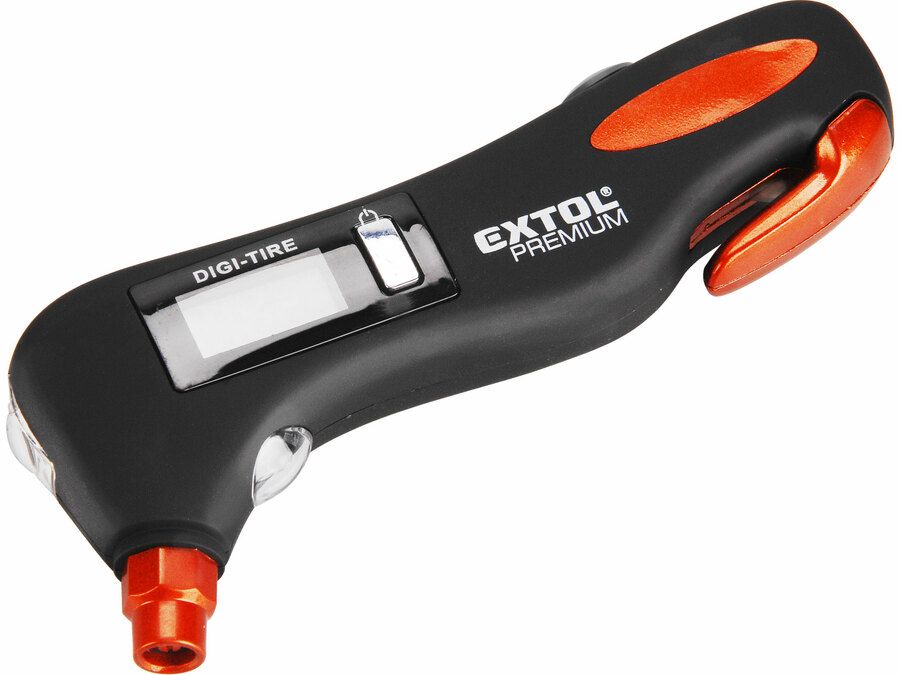 EXTOL nyomásmérő digitális, 5 az 1-ben autós funkció: nyomásmérő, fehér fény, vörös fény, üvegtörő, biztonsági öv átvágó termék fő termékképe