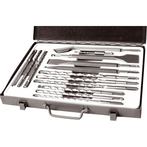 EXTOL Betonfúró és véső készlet. SDS PLUS; 14db, 5/110mm, 6,8,10/160mm, 8,10,12/210mm, 10,12,14/260mm, lapos 20,40, hegyes, horony termék fő termékképe