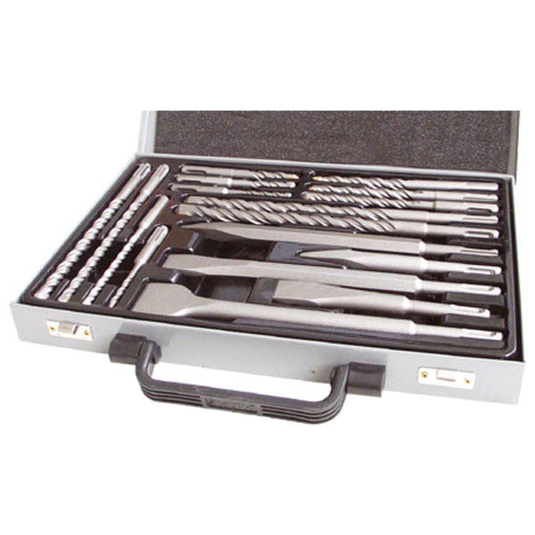 EXTOL Betonfúró és véső készlet SDS PLUS; 17db, 5, 6, 8,10/110mm, 6,8,10,12/160mm, 8,10/210mm, 12,14/260mm, vésők lapos, hegyes termék fő termékképe