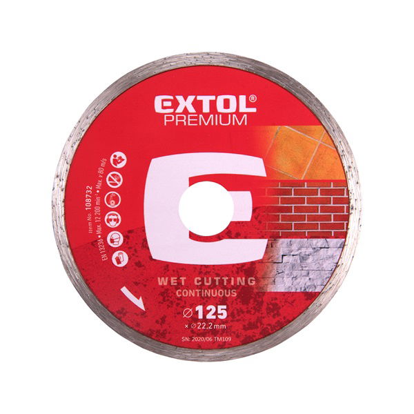 EXTOL Gyémántvágó csempevágáshoz (sima), vizes vágásra; 230×2,3×22,2mm, max.6.650 ford/perc termék fő termékképe