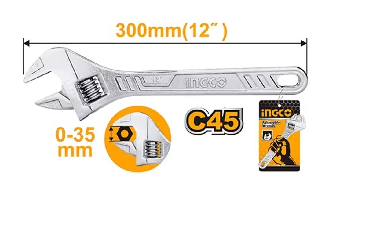 INGCO Állítható villáskulcs 0-40mm 300mm-es termék fő termékképe