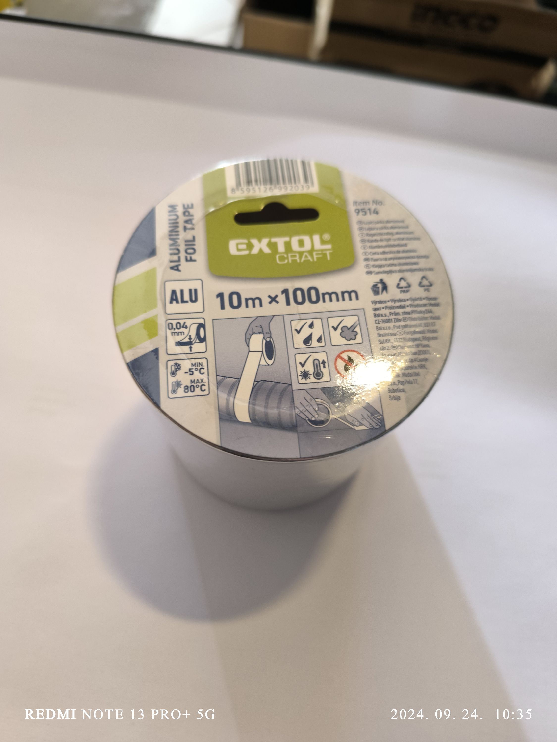 EXTOL Ragasztószalag ALU, 100mm×10m, vastagság: 0,04mm termék fő termékképe