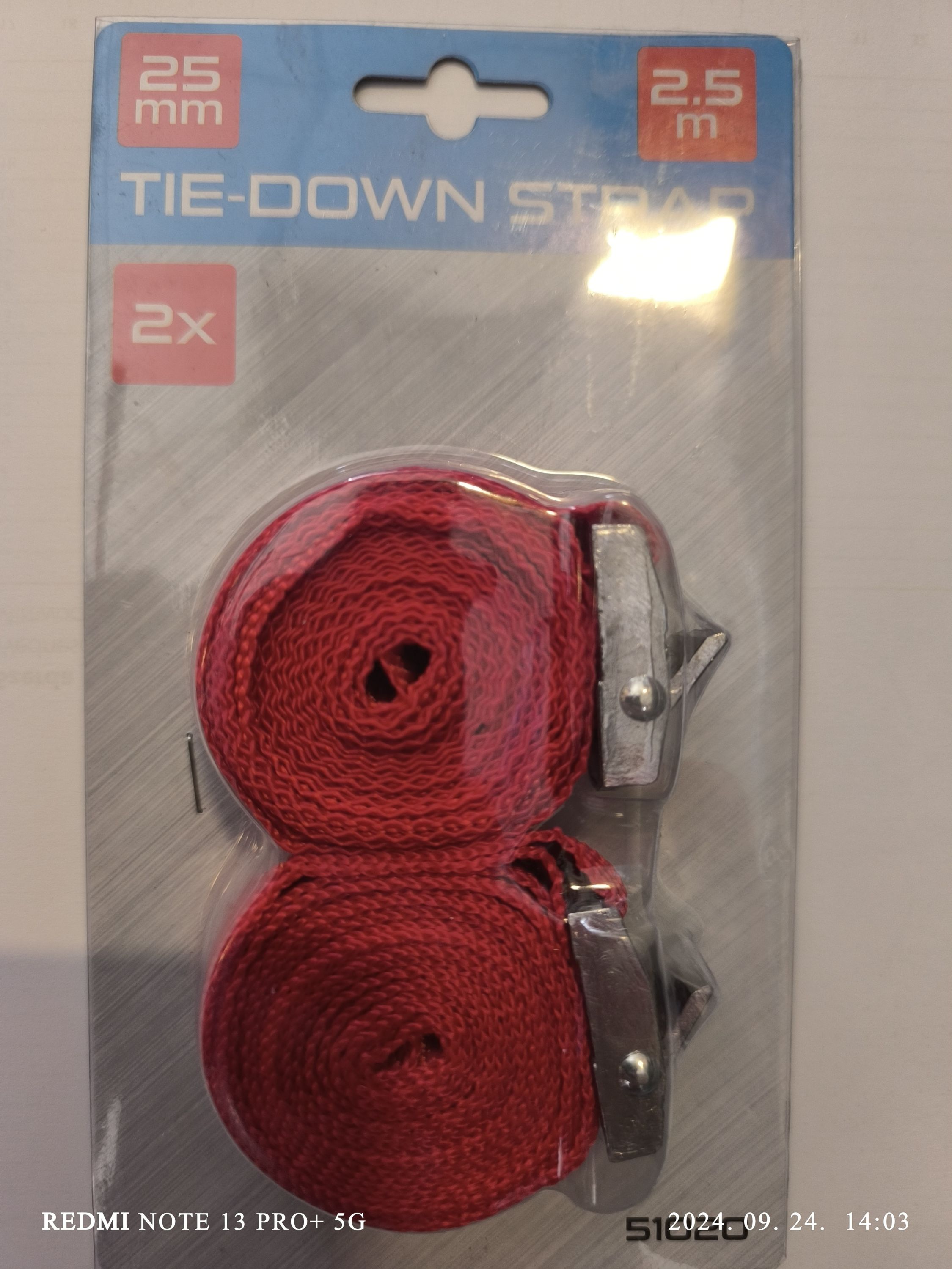 Rakományrögzítő heveder 25mmx2,5m 150kg 2db termék fő termékképe