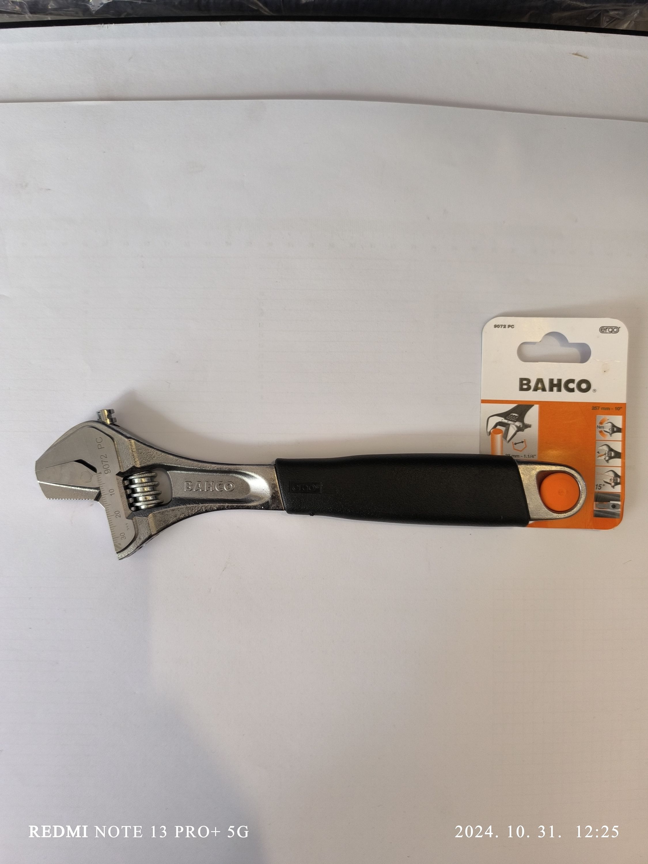 BAHCO  Profi svédkulcs állítható és fordítható pofa 0-33mm állítható 10"-257mm teljes hossz termék fő termékképe