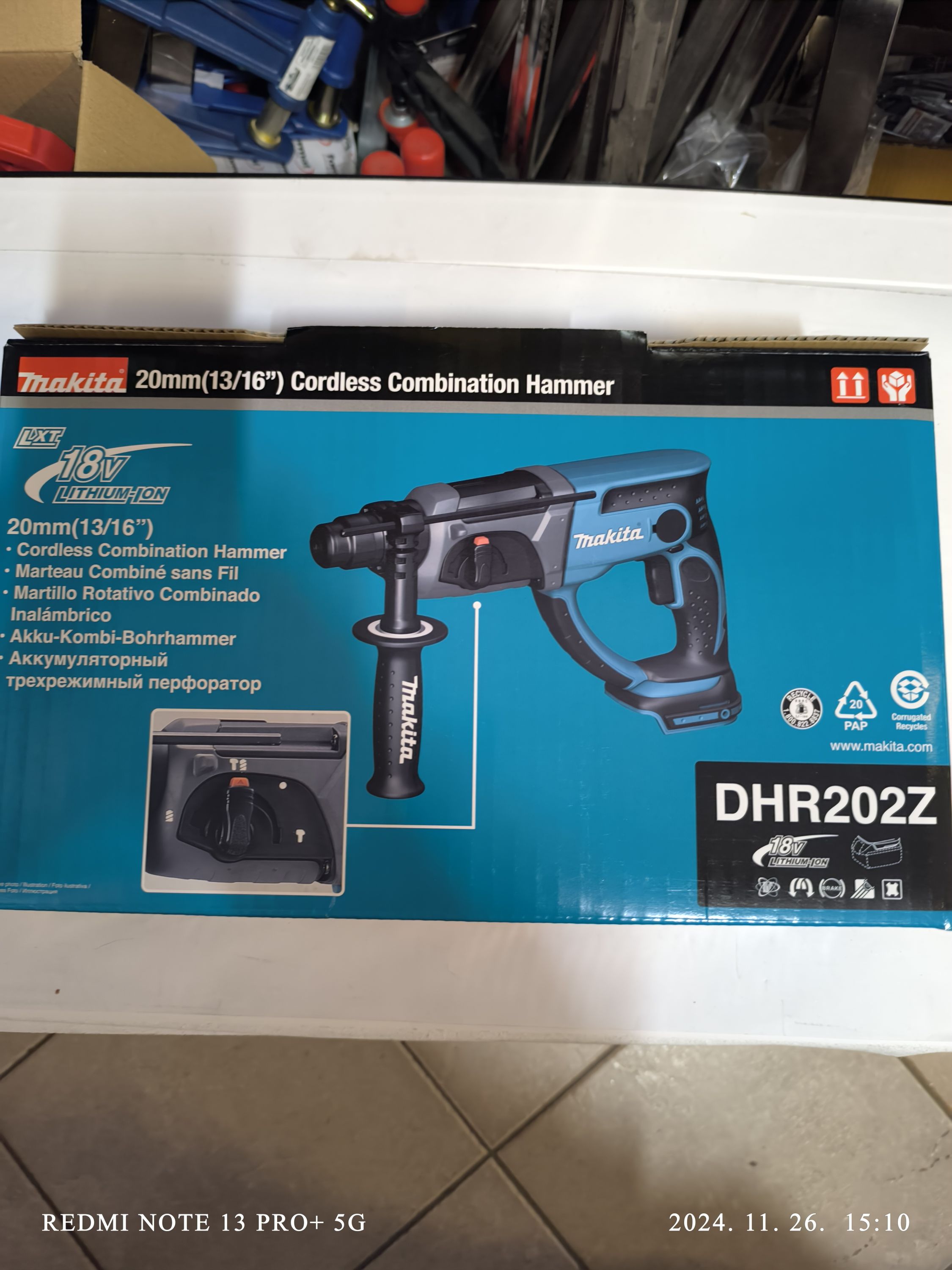 MAKITA DHR202Z Akkus fúró-vésőkalapács ( alapgép akku-akku és töltő nélkül termék fő termékképe