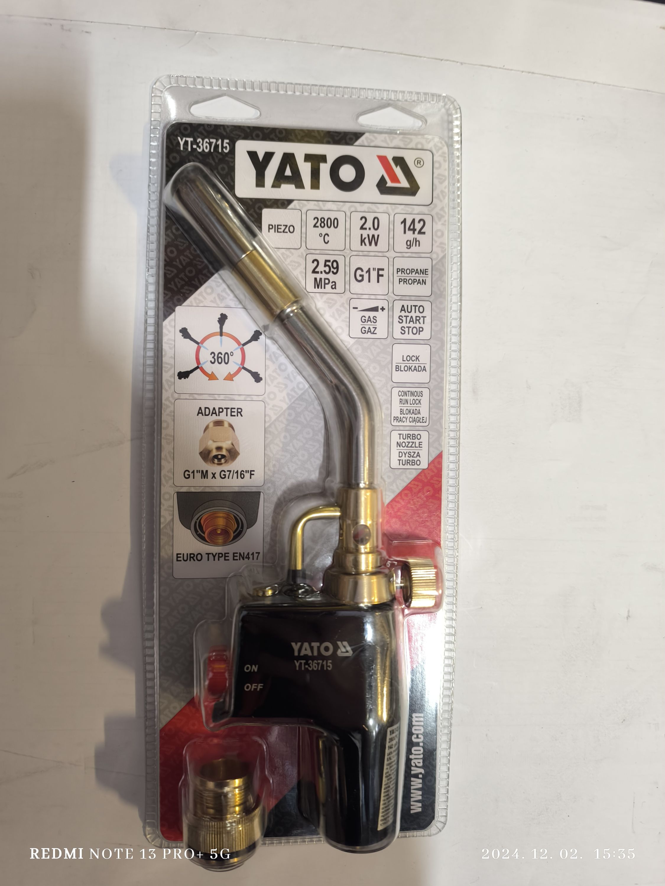 YATO Gázégő pisztoly piezo 2kW 2800'C termék fő termékképe