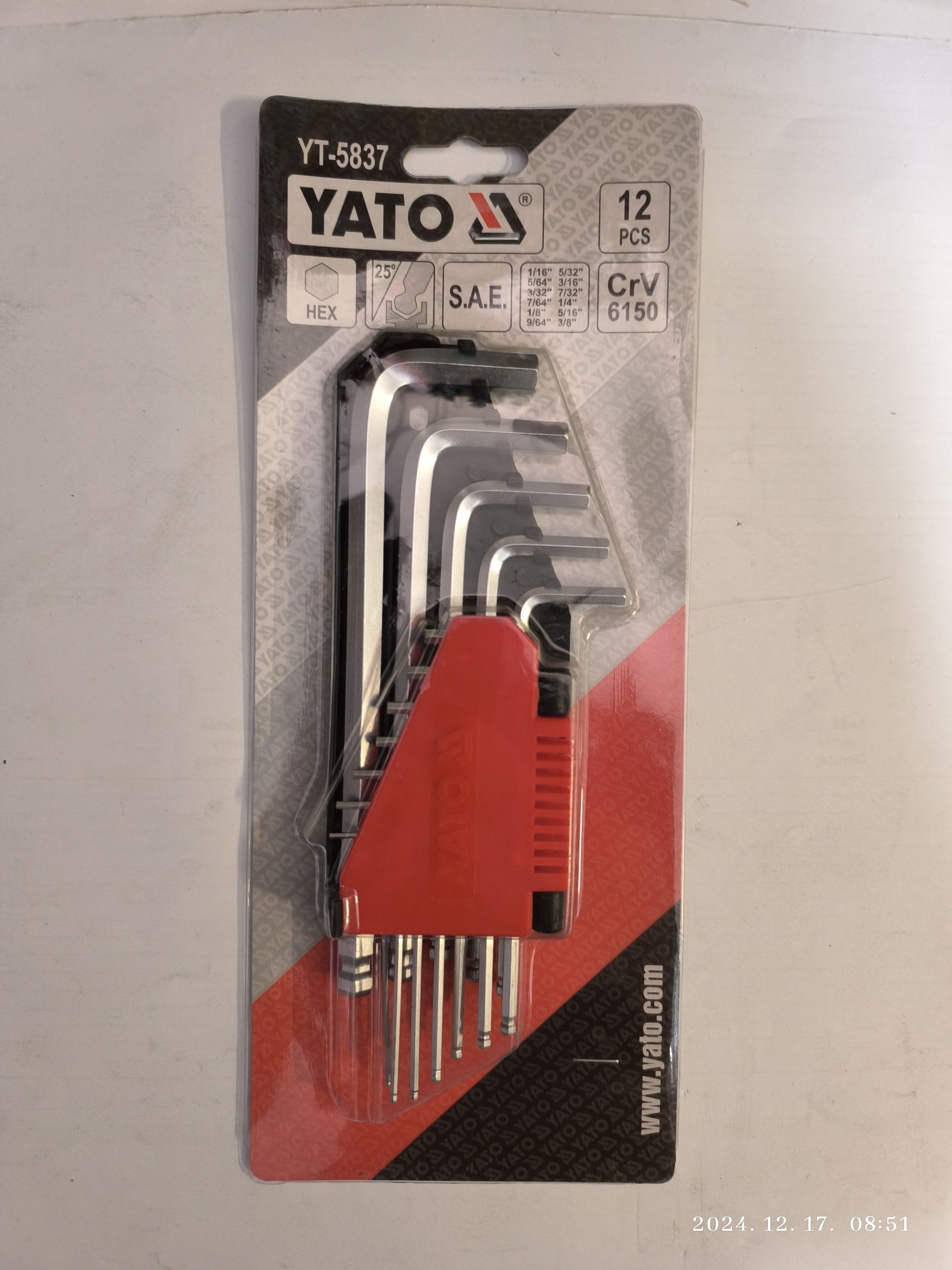 YATO Imbuszkulcs készlet 12 részes 1-16 col 3/8 termék fő termékképe