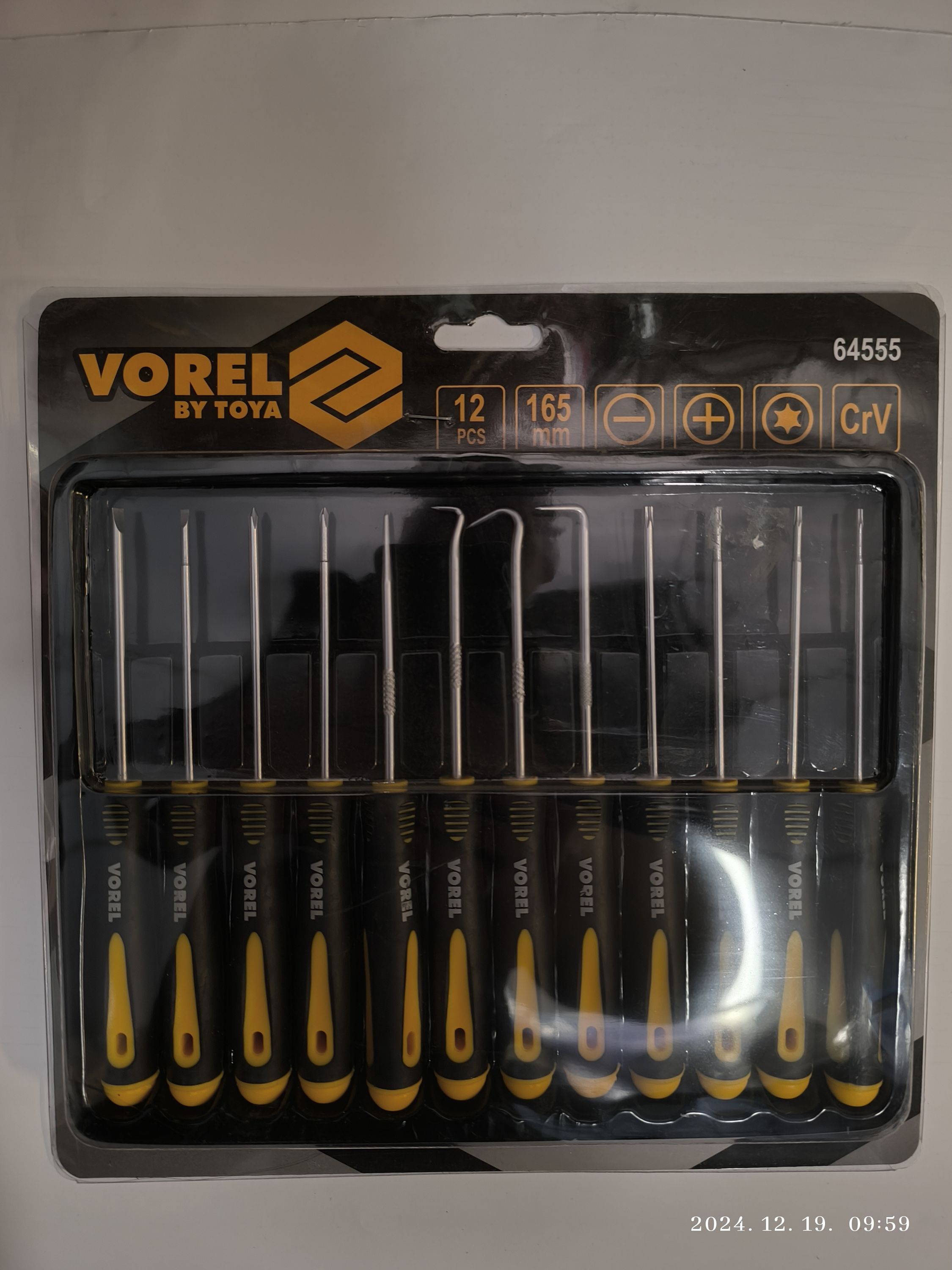 VOREL Preciziós csavarhúzó és kampó készlet 12 részes 165mm termék fő termékképe