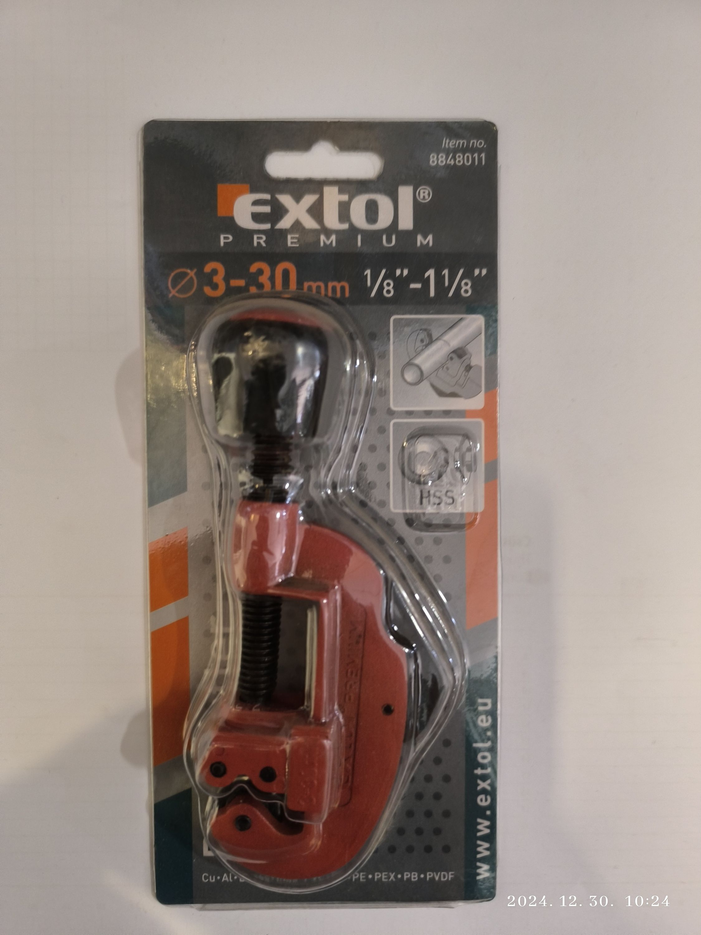 EXTOL PREMIUM Csővágó, sorjátlanítóval, ALU és  réz csövekhez 3-30mm termék fő termékképe