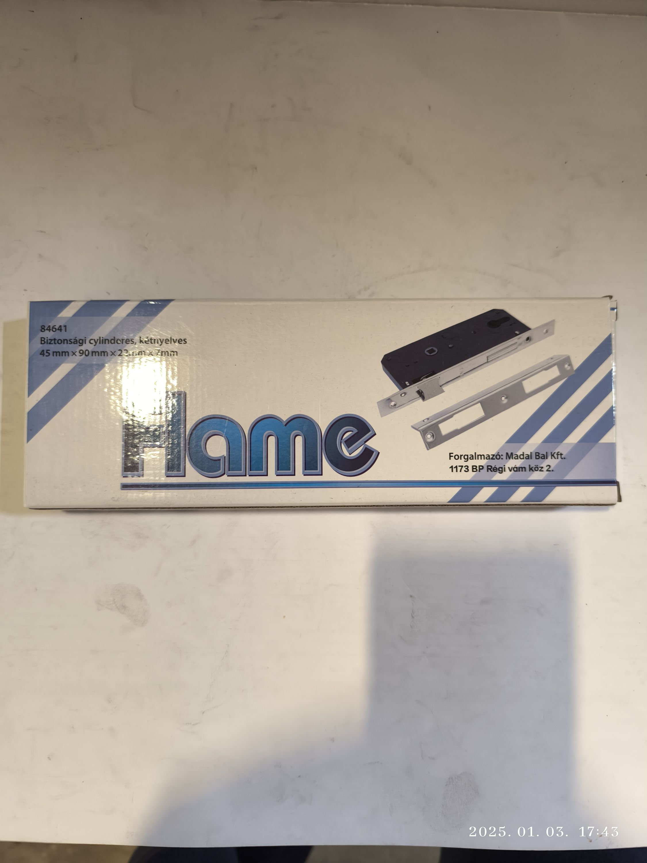 FLAME Biztonsági cylinderes, kétnyelves 45x90x22x7mm termék fő termékképe