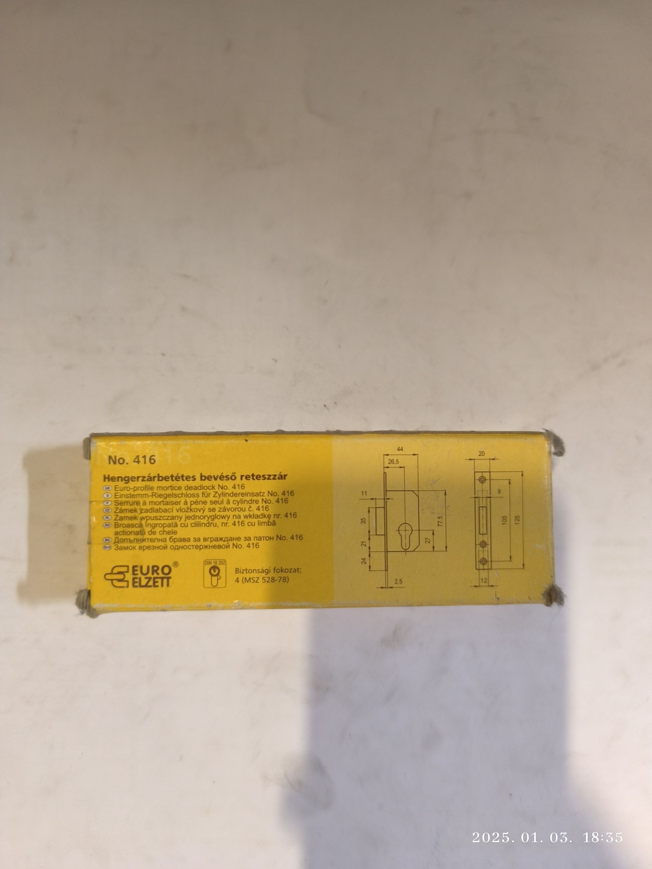 EURO ELZETT  Hengerzárbetétes bevéső reteszzár termék fő termékképe