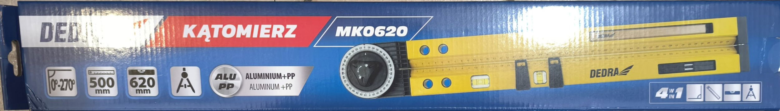 DEDRA Állítható szögmérő 620mm-es vízmértékkel, 2 libellás termék fő termékképe