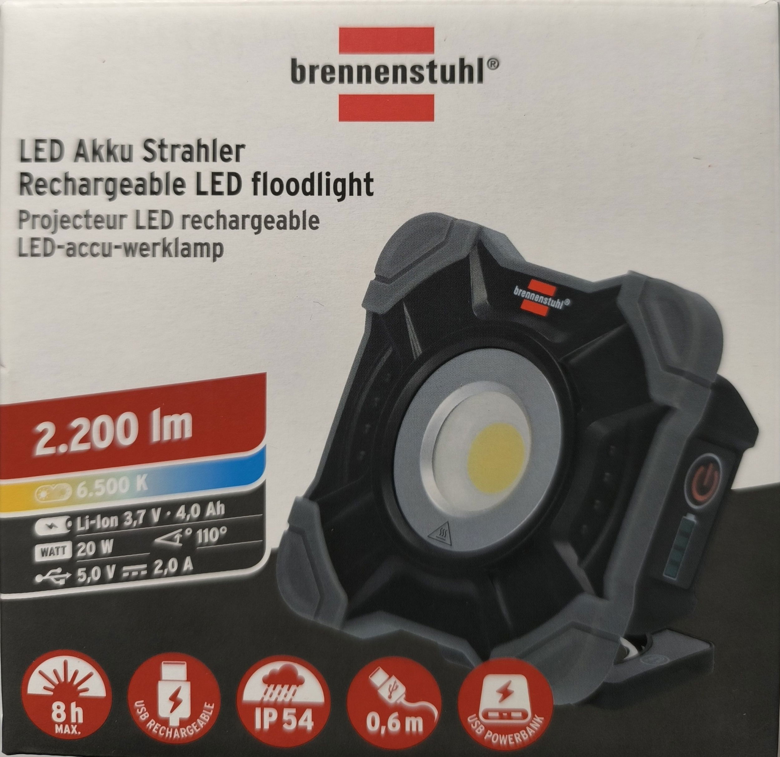 BRENNENSTUHL  Újratölthető LED-es munkalámpa SH 2000MAC 2200lm IP54 termék fő termékképe