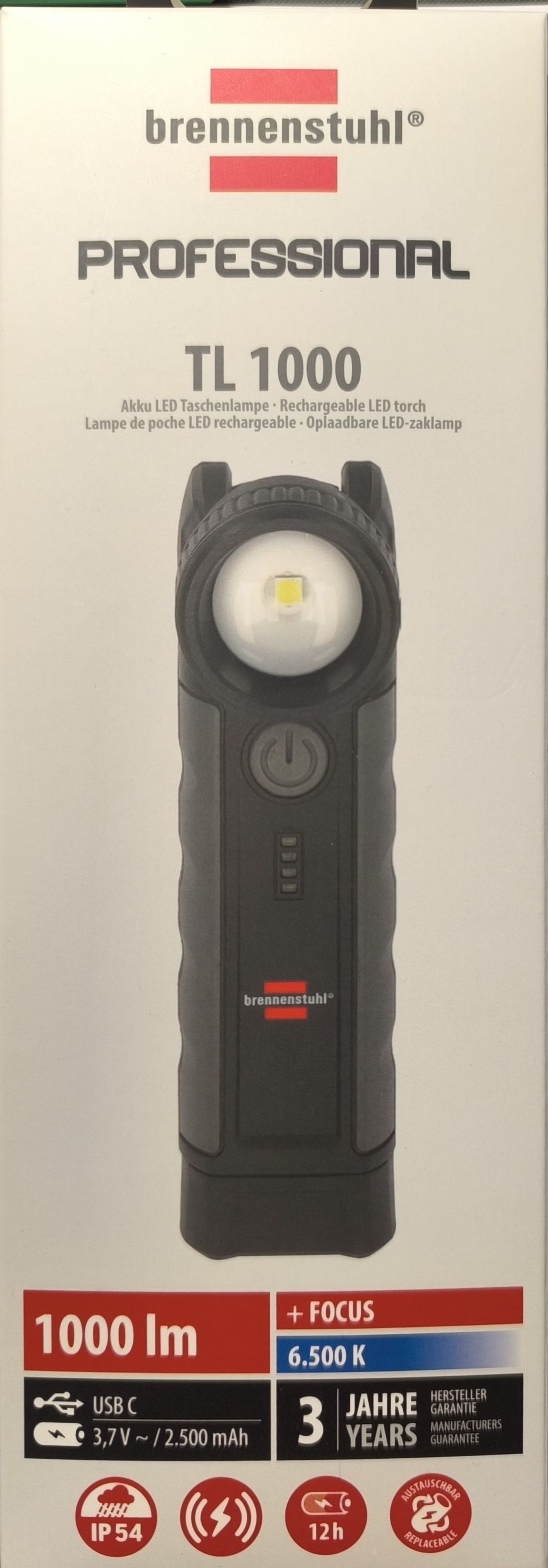 BRENNENSTUHL  Professional Újratölthető LED-es zseblámpa TL 1000 ACW  1000lm IP54 termék fő termékképe