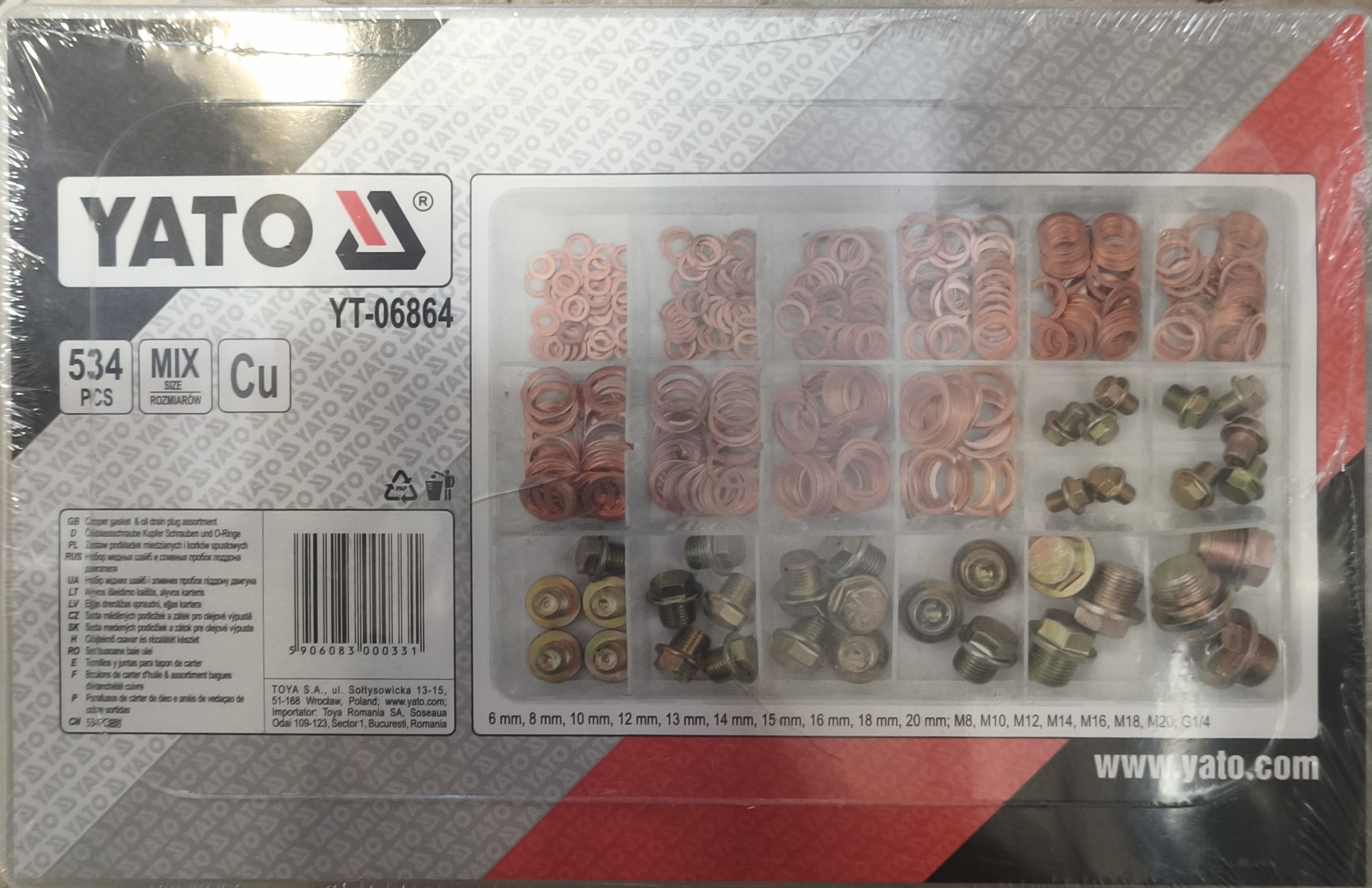 YATO Olajteknő rézcsavar, és alátét készlet 534db termék fő termékképe