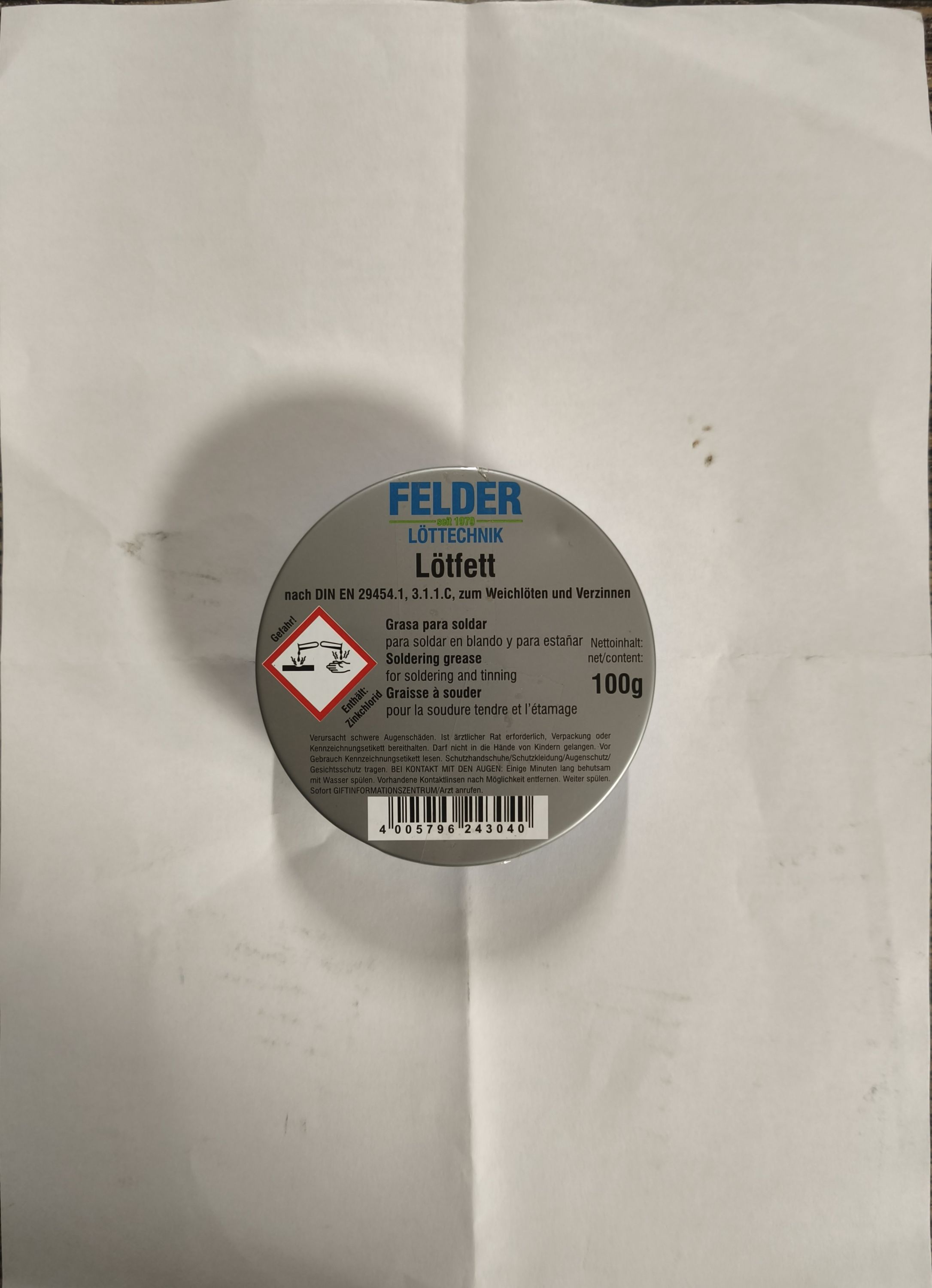 FELDER Forrasztózsír 100 g FELDER termék fő termékképe