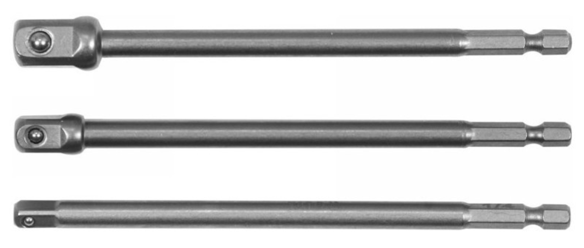 YATO Dugókulcs adapter készlet 3 részes 1/4" Hex -> 1/4", 3/8", 1/2" négyszög CrV termék fő termékképe