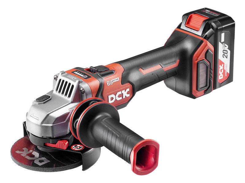 DCK Akkus sarokcsiszoló 125mm szénkefe nélküli 20V  (2x5,0 Ah akku+töltő) termék fő termékképe