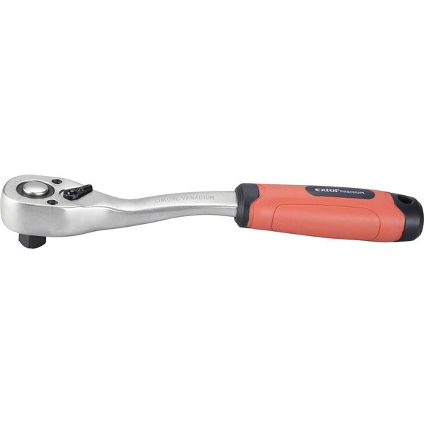 EXTOL Racsnis hajtókar, CV., 45 fog, hajlított szár, csúszásgátló TPR markolat; 3/8", 208 mm termék fő termékképe