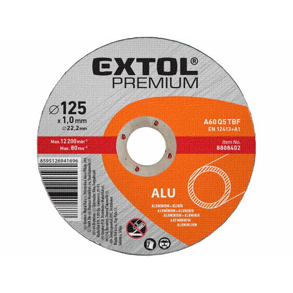 EXTOL Vágókorong alumíniumhoz, szürke; 125×1,0×22,2mm, max 12200 ford/perc termék fő termékképe