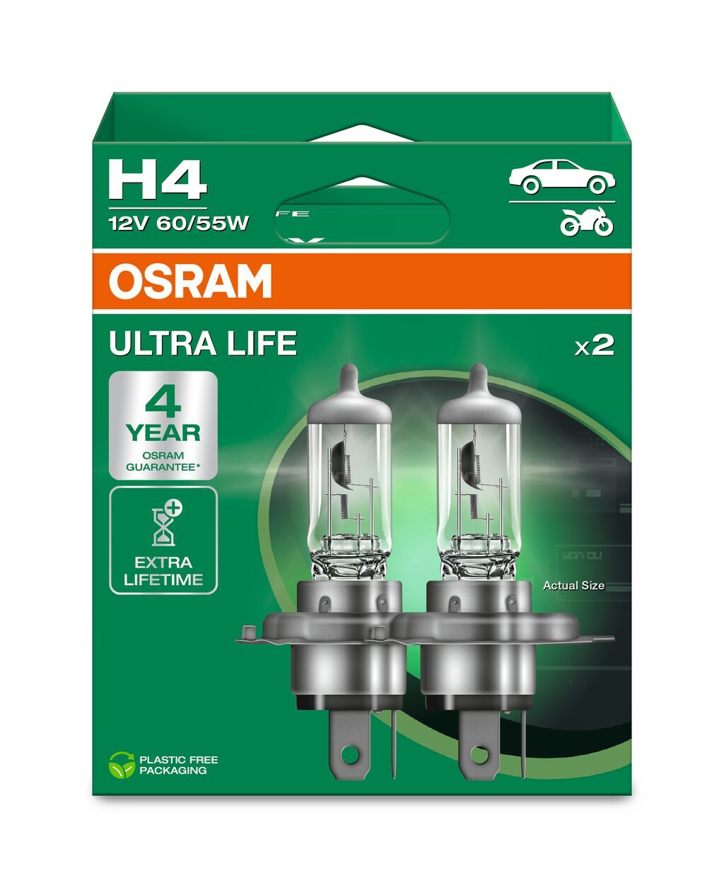 Osram Jármű izzó H4 12V 60/55W Ultra Life 2 db-os termék fő termékképe