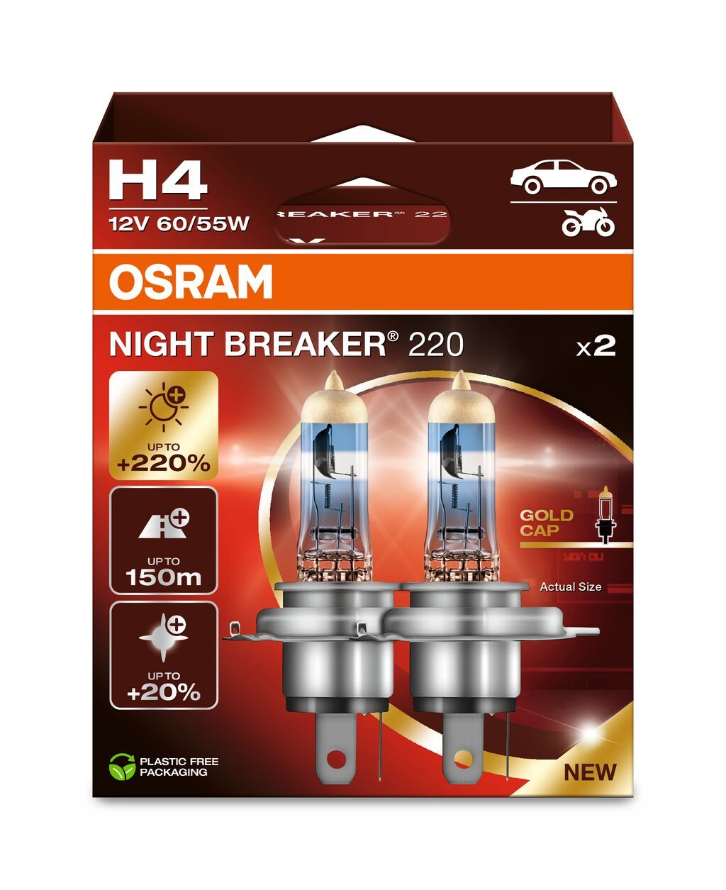 Osram Jármű izzó H4 12V 60/55W Night Breaker +220% 2 db-os termék fő termékképe