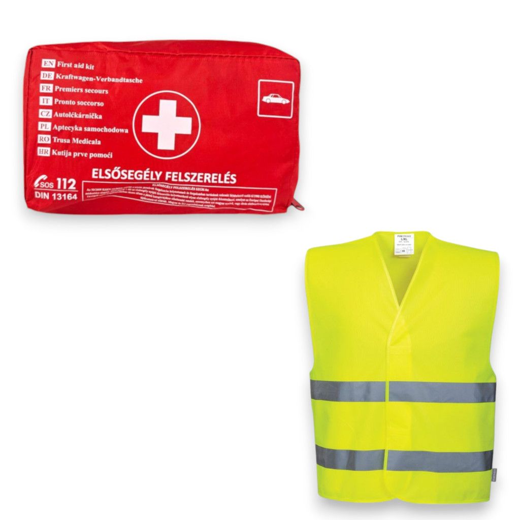 Elsősegély felszerelés "B" típusú + láthatósági mellénnyel termék fő termékképe