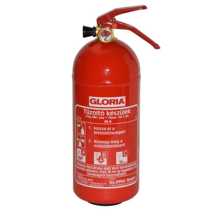 Gloria Tűzoltó készülék 2kg-os ABC-por, PD2GA termék fő termékképe