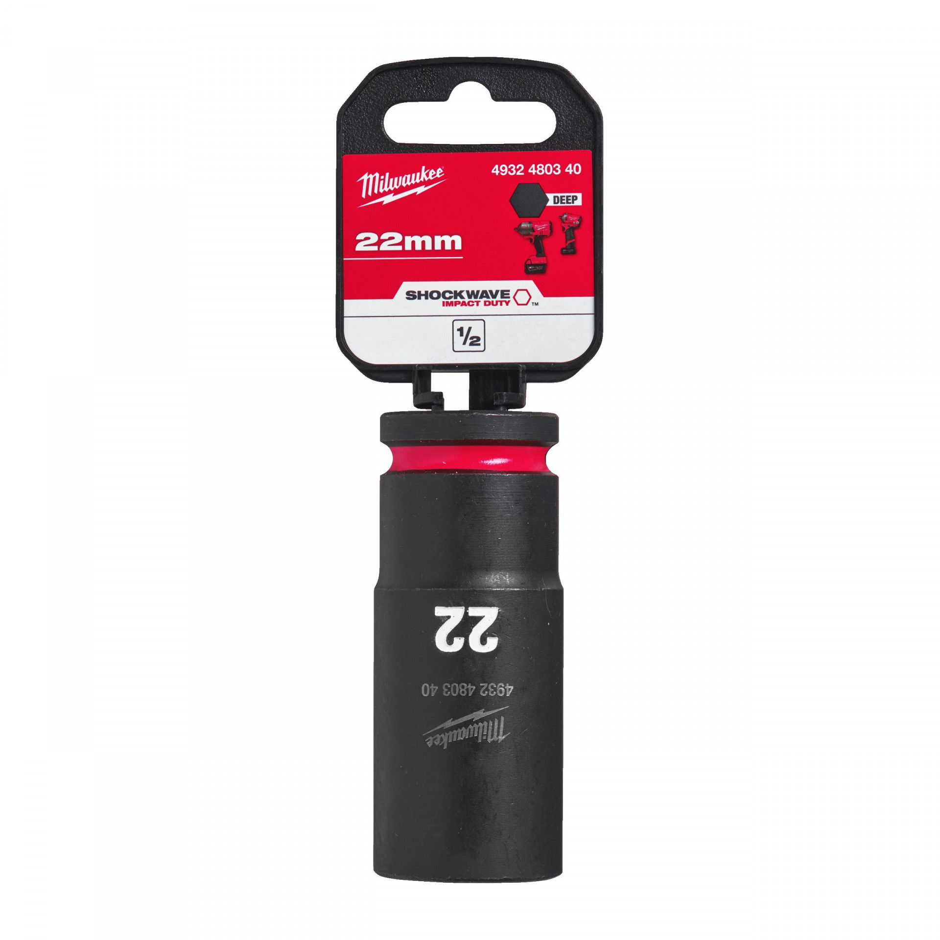 Milwaukee Shockwave Impact Duty™ 1/2"-os gépi dugókulcs fej, hosszú, 6-lapú, 22 mm termék fő termékképe